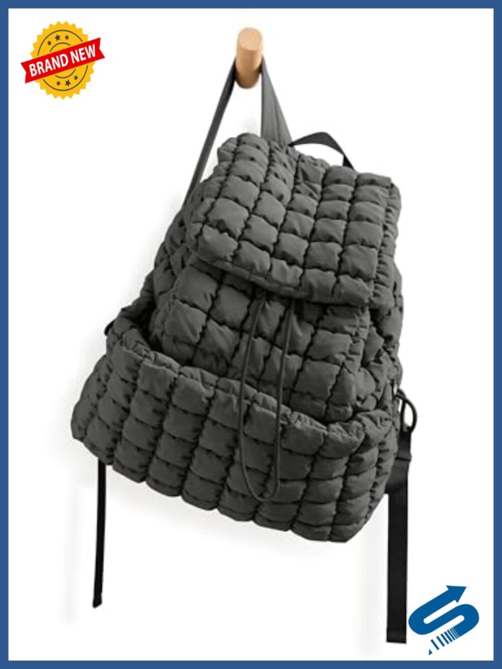 ODODOS Quilted Backpack Lightweight Puffer Hiker Pack Drawstring Travel Gym Bag